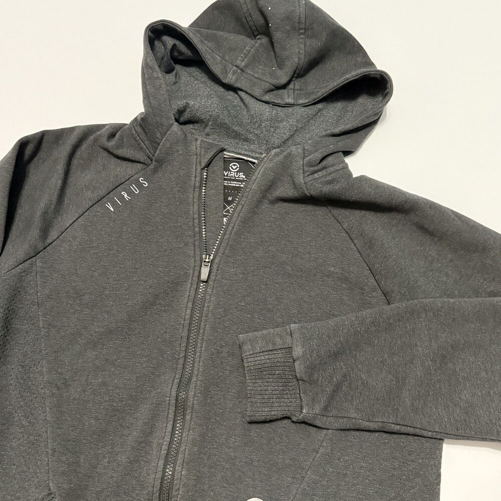Virus International Hoodie Men’s Med Heather Gray Full Zip Heavyweight Stretch